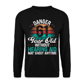 61 Idée d’anniversaire L’humour peut crier drôle 61 ans - Sweat-shirt Unisexe - noir - Devant - Alina (178cm) & Michal (187cm)