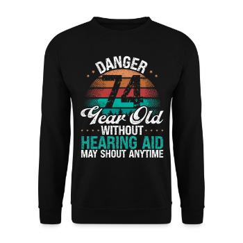 74 Idée d’anniversaire L’humour peut crier drôle 74 ans - Sweat-shirt Unisexe - noir - Devant - Alina (178cm) & Michal (187cm)