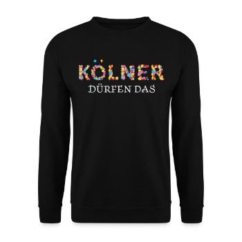 Kölner Köln Kölnerin Karneval Konfetti - Unisex Pullover - Schwarz - Vorne - Alina (178cm) & Michal (187cm)