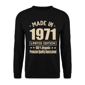 Fabriqué en 1971 Vintage Retro Limited Edition - Sweat-shirt Unisexe - noir - Devant - Alina (178cm) & Michal (187cm)