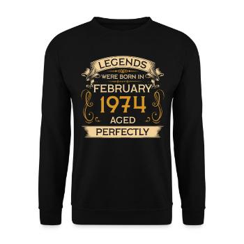 Anniversaire Legends Sont nés En Février 1974 - Sweat-shirt Unisexe - noir - Devant - Alina (178cm) & Michal (187cm)