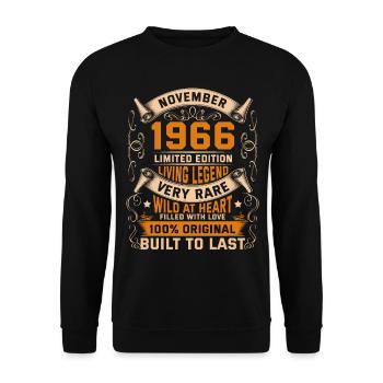 Birthday Legends 100% Original November 1966 - Unisex Pullover - Schwarz - Vorne - Alina (178cm) & Michal (187cm)