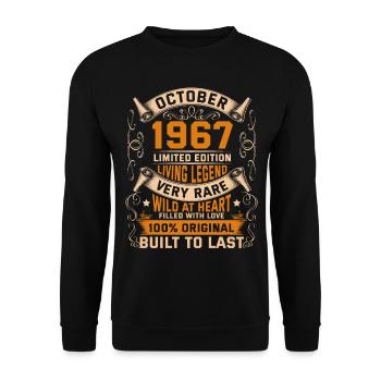 Birthday Legends 100% Original October 1967 - Unisex Pullover - Schwarz - Vorne - Alina (178cm) & Michal (187cm)