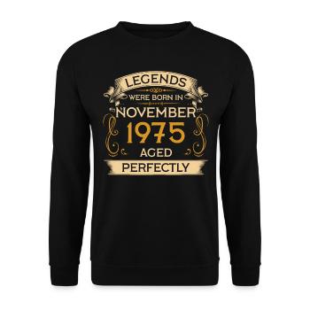 Anniversaire Légendes Sont Nées En Novembre 1975 - Sweat-shirt Unisexe - noir - Devant - Alina (178cm) & Michal (187cm)