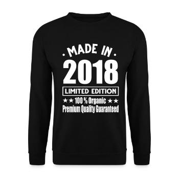 Fabriqué en 2018 Vintage Retro Limited Edition - Sweat-shirt Unisexe - noir - Devant - Alina (178cm) & Michal (187cm)