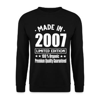 Made in 2007 Vintage Retro Limited Edition - Unisex Sweatshirt - black - Front - Alina (178cm) & Michal (187cm)
