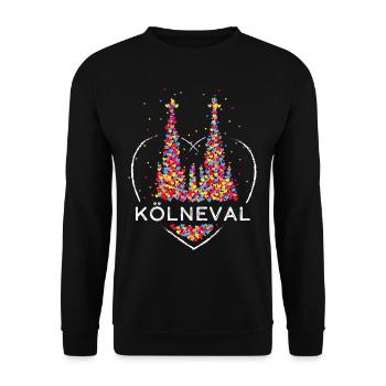 Kölner Dom Köln Karneval Kölner Fasching Konfetti - Unisex Pullover - Schwarz - Vorne - Alina (178cm) & Michal (187cm)