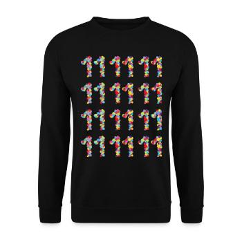 Konfetti Fasching Karneval 11 Elf Karnevalist - Unisex Pullover - Schwarz - Vorne - Alina (178cm) & Michal (187cm)
