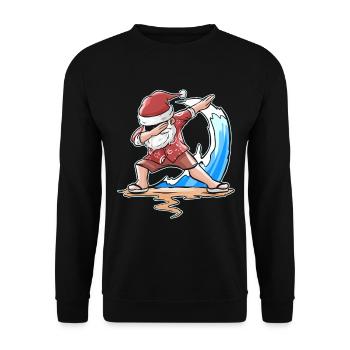 Surfing Santa Dabbing Santa Celebrating Christmas - Unisex Sweatshirt - black - Front - Alina (178cm) & Michal (187cm)