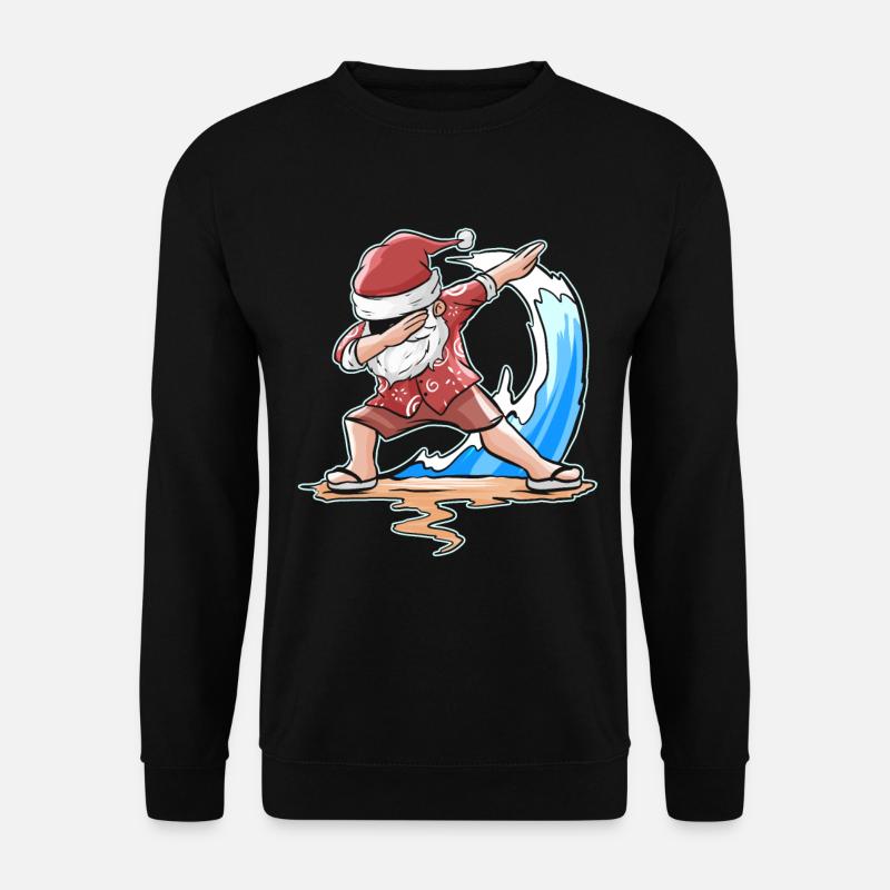 Surfing Santa Dabbing Santa Celebrating Christmas - Unisex Pullover - Schwarz