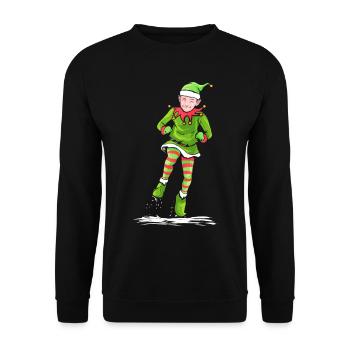 Santas Dancing Christmas Elf Celebrating - Unisex Sweatshirt - black - Front - Alina (178cm) & Michal (187cm)