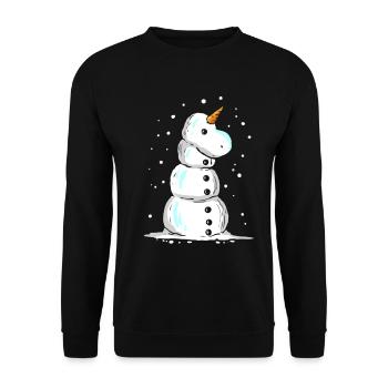 Bonhomme de neige licorne pour Noël en juillet - Sweat-shirt Unisexe - noir - Devant - Alina (178cm) & Michal (187cm)