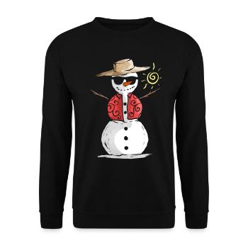 Bonhomme de neige au soleil avec chapeau de paille pour Noël - Sweat-shirt Unisexe - noir - Devant - Alina (178cm) & Michal (187cm)