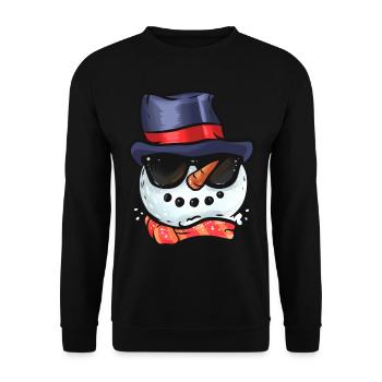 Frosty The Snowman With Sunglasses Party - Unisex Sweatshirt - black - Front - Alina (178cm) & Michal (187cm)