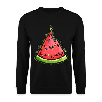 Watermelon Christmas Tree Chain Of Lights - Unisex Sweatshirt - black - Front - Alina (178cm) & Michal (187cm)
