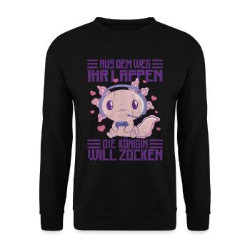 Die Königin Will Zocken Gamer Girl - Unisex Pullover - Schwarz - Vorne - Alina (178cm) & Michal (187cm)