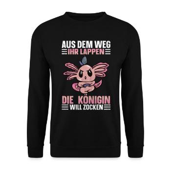 Die Königin Will Zocken Gamer Girl - Unisex Pullover - Schwarz - Vorne - Alina (178cm) & Michal (187cm)