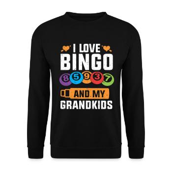 I Love Bingo And My Grandkids Lustiges Bingo - Unisex Pullover - Schwarz - Vorne - Alina (178cm) & Michal (187cm)