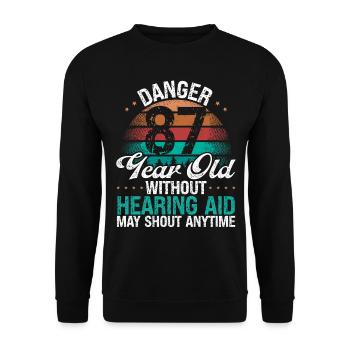 87 Birthday Idea Humor May Shout Funny 87 Year Old - Unisex Sweatshirt - black - Front - Alina (178cm) & Michal (187cm)
