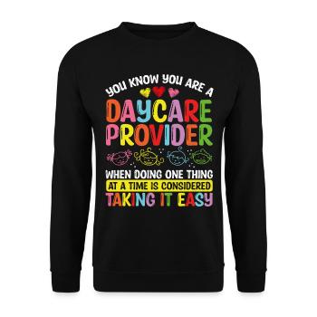 Daycare Provider Appreciation Childcare Teacher - Unisex Sweatshirt - black - Front - Alina (178cm) & Michal (187cm)