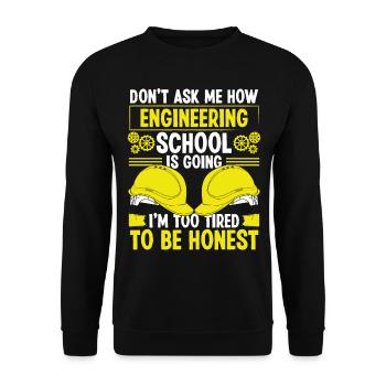 Funny Engineering School Too Tired Engineer - Unisex Pullover - Schwarz - Vorne - Alina (178cm) & Michal (187cm)
