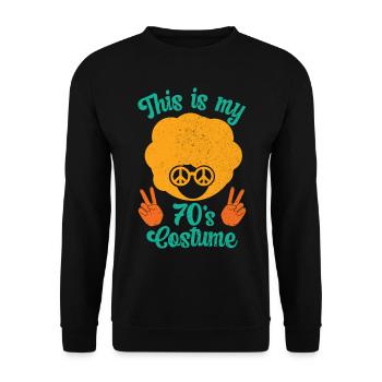 70s 1970s Seventies Party Outfit Costume - Unisex Sweatshirt - black - Front - Alina (178cm) & Michal (187cm)