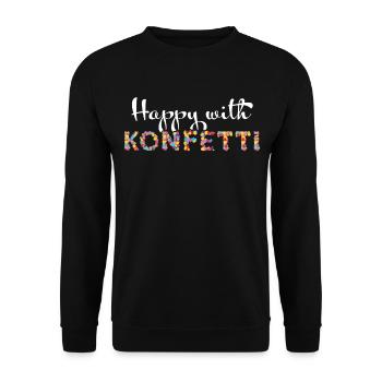 Happy with Confetti Konfetti Karneval Fasching - Unisex Pullover - Schwarz - Vorne - Alina (178cm) & Michal (187cm)
