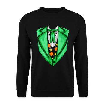 Green Outfit With Bow For St. Patricks Day - Unisex Pullover - Schwarz - Vorne - Alina (178cm) & Michal (187cm)