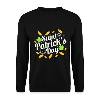 Golden Coins And Shamrocks On A Logo For St. - Unisex Sweatshirt - black - Front - Alina (178cm) & Michal (187cm)