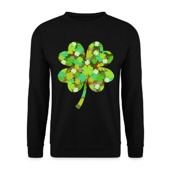Clover Shamrock Built Of Little Shamrocks St. - Unisex Pullover - Schwarz - Vorne - Alina (178cm) & Michal (187cm)