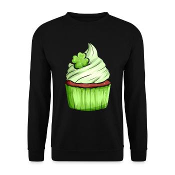 Muffin With Green Topping And Shamrock For St. - Unisex Sweatshirt - black - Front - Alina (178cm) & Michal (187cm)