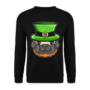 Kawaii Pug With Red Beard And Green Hat For St. - Unisex Sweatshirt - black - Front - Alina (178cm) & Michal (187cm)