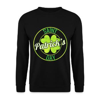 Shamrock In Round Logo For St. Patrick's Day - Unisex Sweatshirt - black - Front - Alina (178cm) & Michal (187cm)