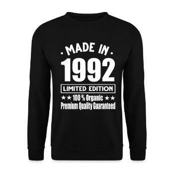 Fabriqué en 1992 Vintage Retro Limited Edition - Sweat-shirt Unisexe - noir - Devant - Alina (178cm) & Michal (187cm)