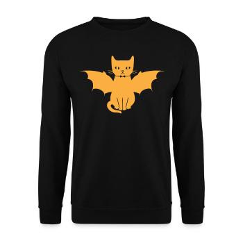 Cat Bat Wings Halloween Cat Lovers - Unisex Sweatshirt - black - Front - Alina (178cm) & Michal (187cm)