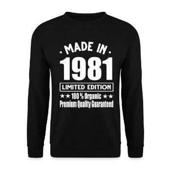 Fabriqué en 1981 Vintage Retro Limited Edition - Sweat-shirt Unisexe - noir - Devant - Alina (178cm) & Michal (187cm)