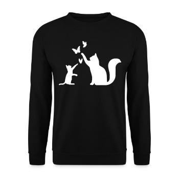 Chats avec papillons - Chats propriétaires de chats - Sweat-shirt Unisexe - noir - Devant - Alina (178cm) & Michal (187cm)