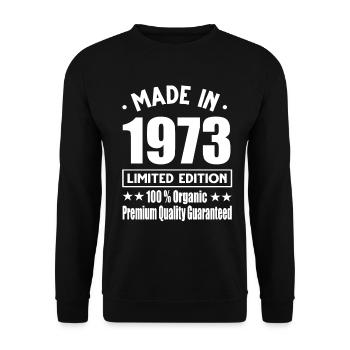 Made in 1973 Vintage Retro Limited Edition - Unisex Pullover - Schwarz - Vorne - Alina (178cm) & Michal (187cm)