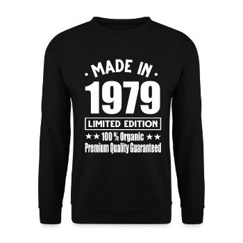 Made in 1979 Vintage Retro Limited Edition - Unisex Pullover - Schwarz - Vorne - Alina (178cm) & Michal (187cm)
