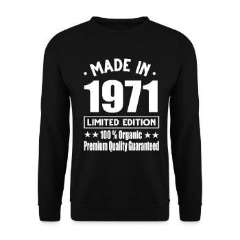 Fabriqué en 1971 Vintage Retro Limited Edition - Sweat-shirt Unisexe - noir - Devant - Alina (178cm) & Michal (187cm)