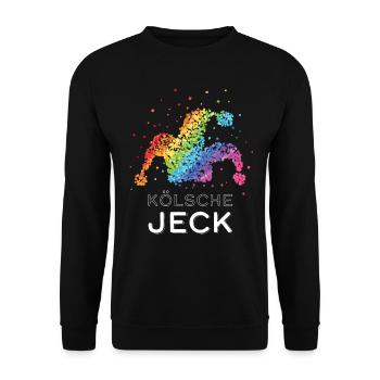 Kölsche Jeck Kölsch Köln Karneval LGBTQ Pride Gay - Unisex Pullover - Schwarz - Vorne - Alina (178cm) & Michal (187cm)