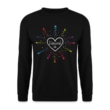 Karneval im Herz Fasching Konfetti Köln Närrin - Unisex Pullover - Schwarz - Vorne - Alina (178cm) & Michal (187cm)