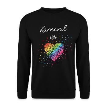Karneval im Herz Regenbogen LGBTQ Gay Pride - Unisex Pullover - Schwarz - Vorne - Alina (178cm) & Michal (187cm)