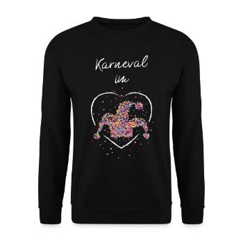 Karneval im Herz Fasching Konfetti Narrenkappe - Unisex Pullover - Schwarz - Vorne - Alina (178cm) & Michal (187cm)