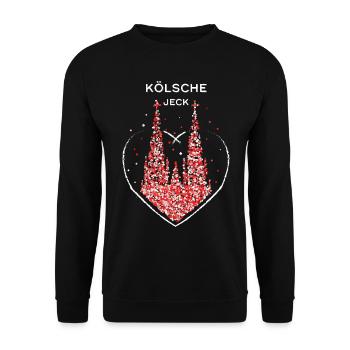 Kölsche Jeck Kölner Dom Köln Rot Weiss Karneval - Unisex Pullover - Schwarz - Vorne - Alina (178cm) & Michal (187cm)