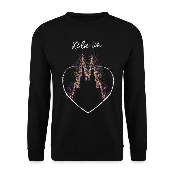 Köln im Herz Kölner Dom Kölsch Konfetti Karneval - Unisex Pullover - Schwarz - Vorne - Alina (178cm) & Michal (187cm)