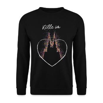 Kölle im Herz Kölner Dom Köln Konfetti Fasching - Unisex Pullover - Schwarz - Vorne - Alina (178cm) & Michal (187cm)