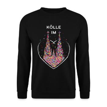 Kölle im Herz Kölner Dom Karneval Kölsch Karneval - Unisex Pullover - Schwarz - Vorne - Alina (178cm) & Michal (187cm)