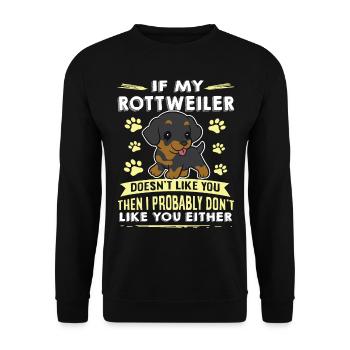 Hunde Rottweiler Hundeliebhaber - Unisex Pullover - Schwarz - Vorne - Alina (178cm) & Michal (187cm)