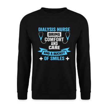 Pflegerin Dialysis nurse Dialyse Krankenschwester - Unisex Pullover - Schwarz - Vorne - Alina (178cm) & Michal (187cm)